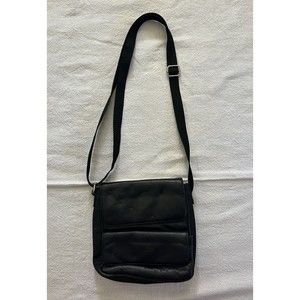 Vtg Wilsons Maxima Black Leather Adjustable Crossbody Bag Small Purse
